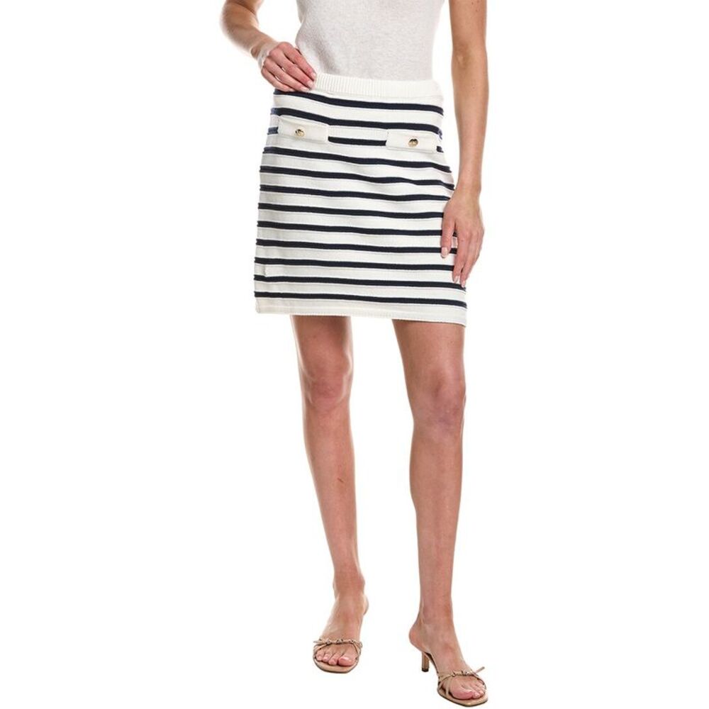 Design History Womens  Welt Pocket Striped Mini Skirt, White